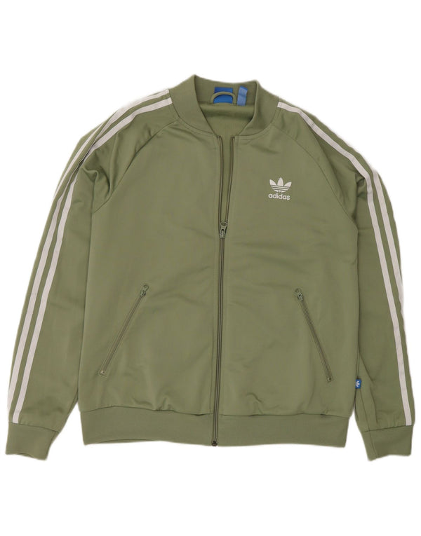 Jachetă de top pentru trening grafic Adidas pentru femei UK 16 Poliester verde mare