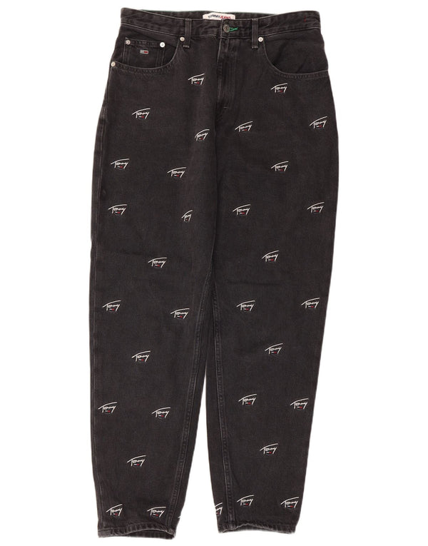 Blugi conici cu talie înaltă Tommy Hilfiger pentru femei Mom Graphic L30 L28 negri