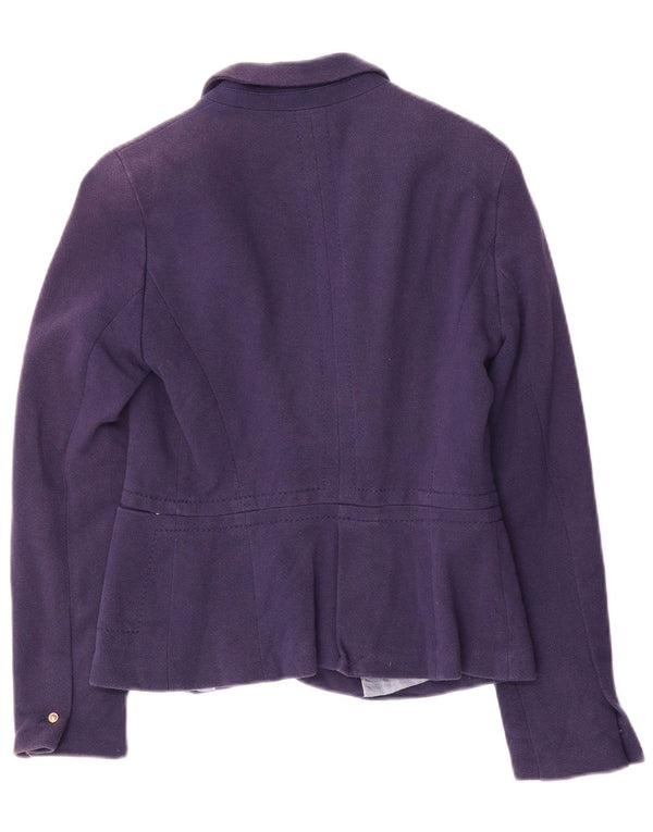 Jachetă pentru femei Zara Crop 1 Button Blazer UK 12 Medium Bleumarin Bumbac