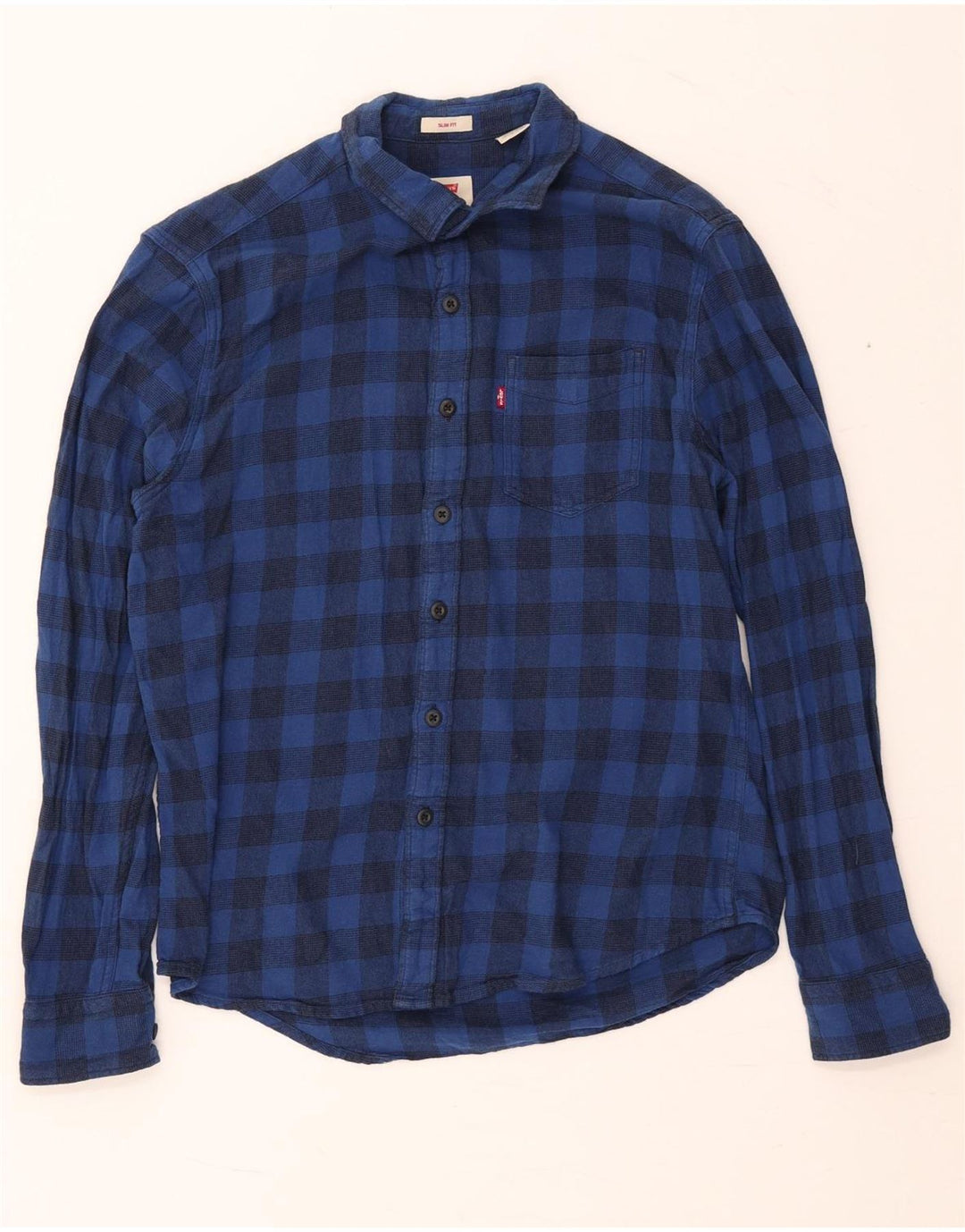 Cămașă pentru bărbați Levi's Slim Fit Flannel Bumbac Vichy, albastru bleumarin mediu