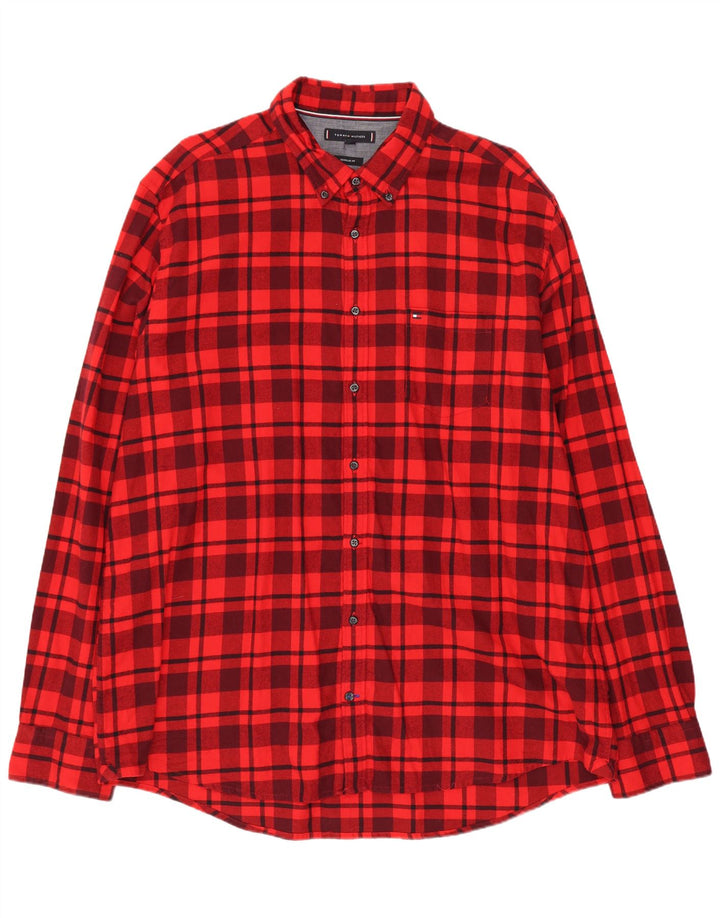 Cămașă de flanel pentru bărbați TOMMY HILFIGER, 2XL, bumbac roșu cu carouri