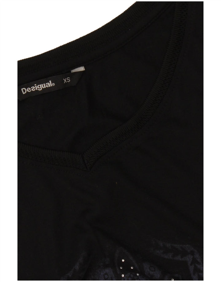 Top cu tunică fără mâneci pentru femei Desigual, cu model abstract, UK 6 XS Negru