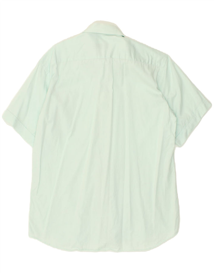 UNGARO Mens Short Sleeve Shirt Size 15 1/2 39 Medium Turquoise Cotton Vintage Ungaro and Second-Hand Ungaro from Messina Hembry 