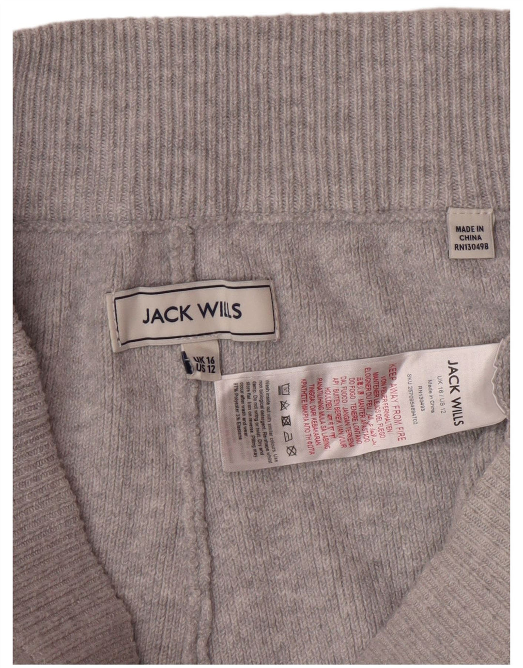 JACK WILLS Pantaloni de trening pentru femei Pantaloni de jogging UK 16 Large Gri Pete