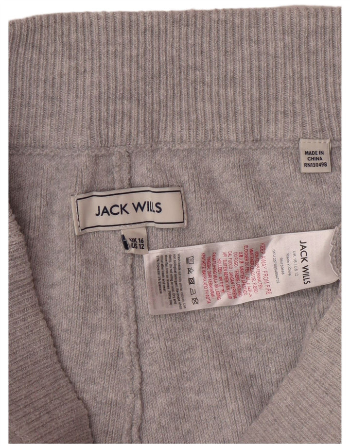 JACK WILLS Pantaloni de trening pentru femei Pantaloni de jogging UK 16 Large Gri Pete