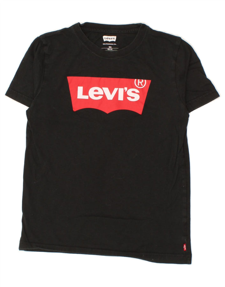 LEVI'S Boys Graphic T-Shirt Top 11-12 Years Black Vintage Levi's and Second-Hand Levi's from Messina Hembry 