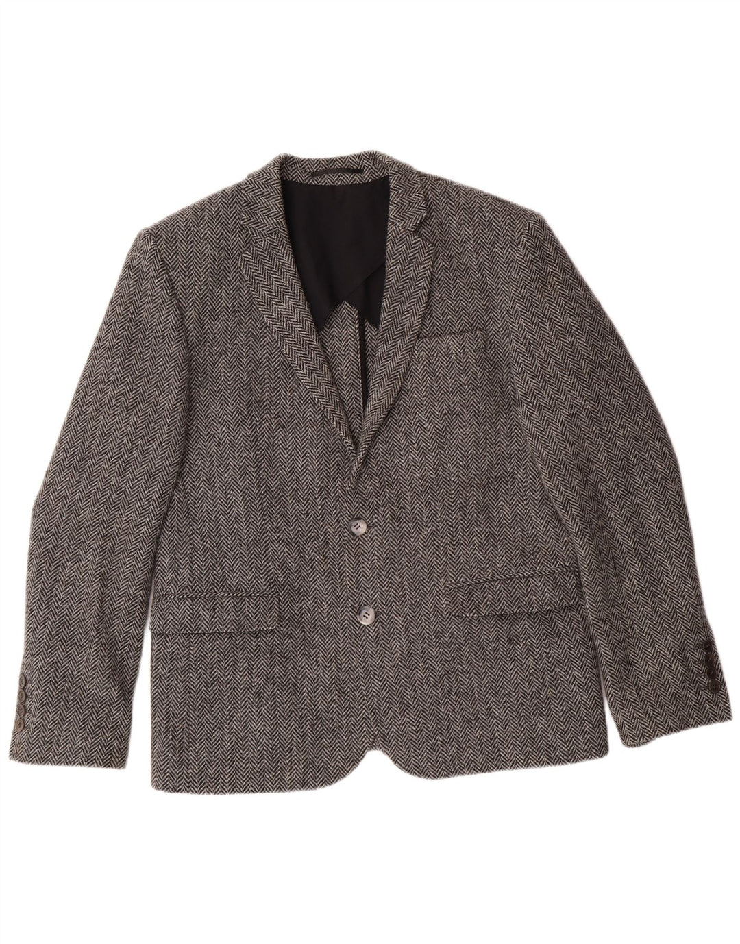 HARRIS TWEED Blazer Jacket pentru bărbați UK 40 Large Gris Herringbone Classic