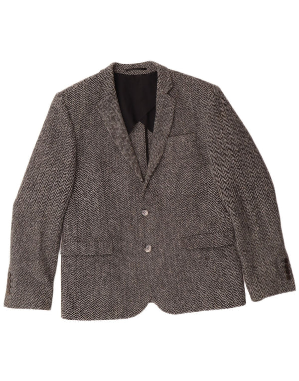 HARRIS TWEED Blazer Jacket pentru bărbați UK 40 Large Gris Herringbone Classic