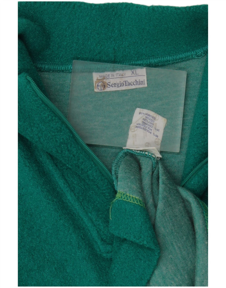 Pulover pentru bărbați Sergio Tacchini, cu fermoar și gât, poliester verde XL