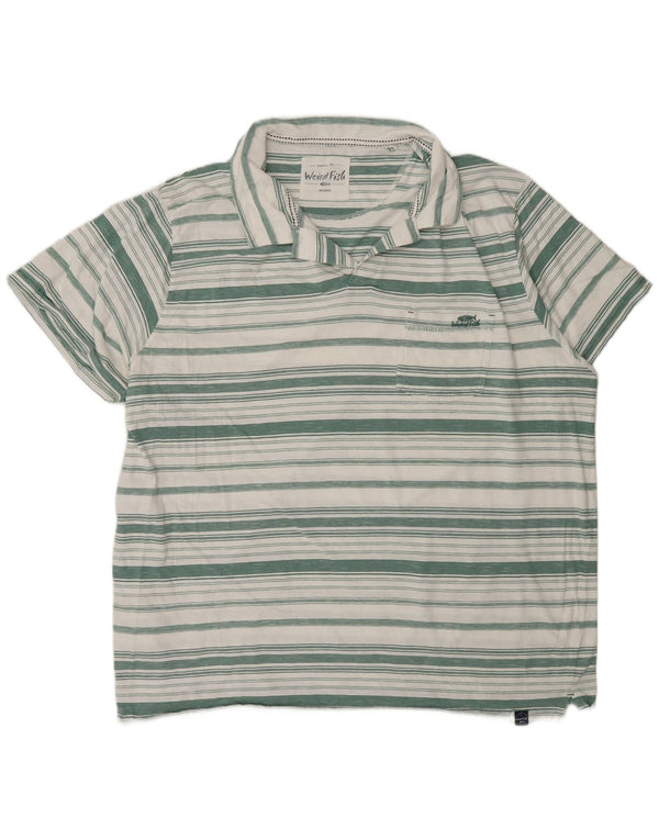 Tricou polo pentru bărbați Weird Fish, bumbac cu dungi verzi 4XL
