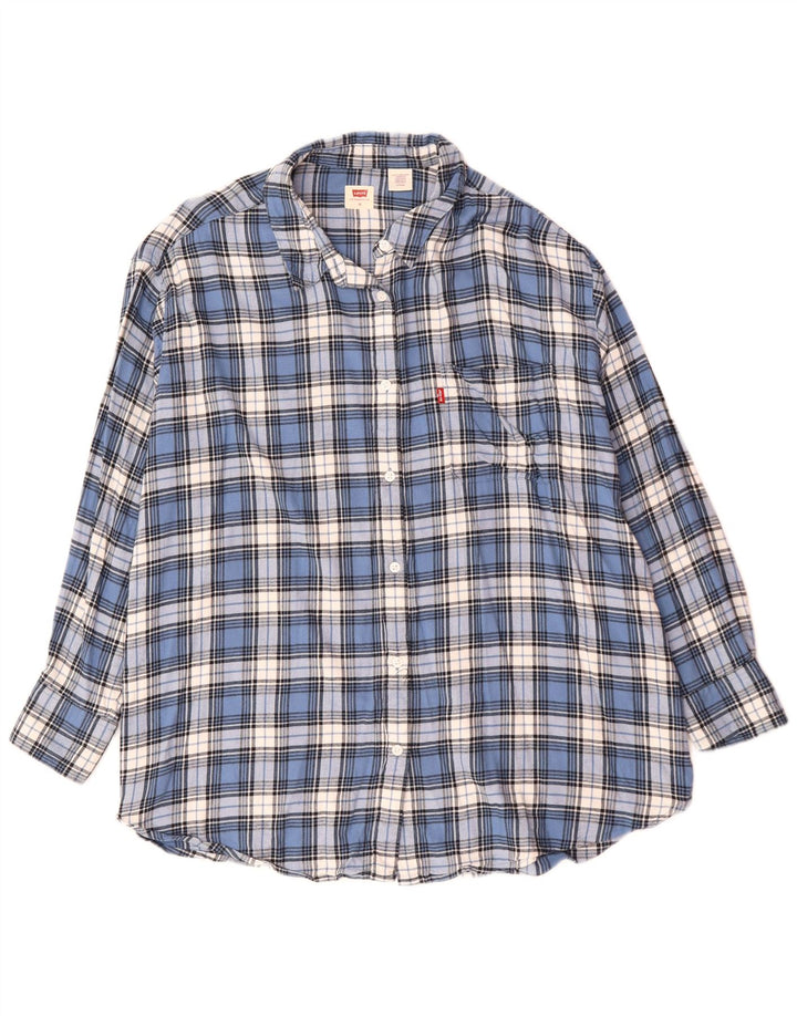 Cămașă de flanel Levi's pentru femei UK 18 XL Blue Check Bumbac