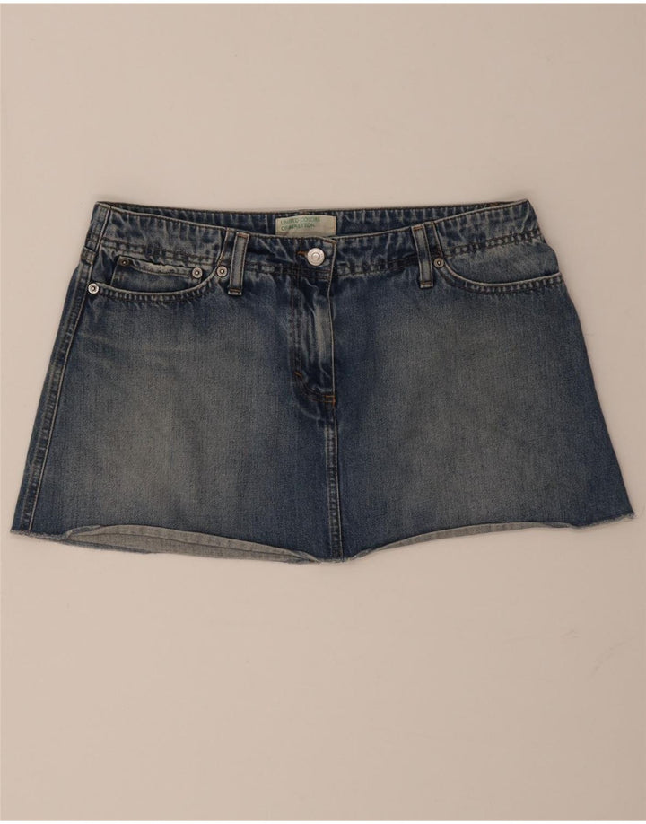 Fusta mini din blugi pentru femei Benetton IT 46 Large W32 Blue Bumbac