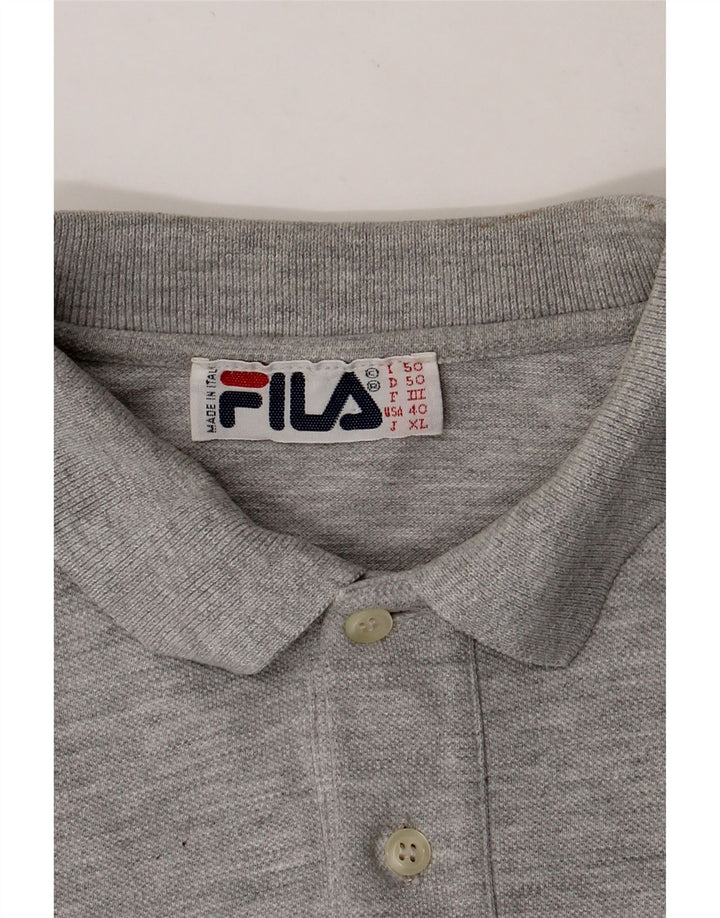 FILA Mens Long Sleeve Polo Shirt IT 50 Medium Grey Vintage Fila and Second-Hand Fila from Messina Hembry 