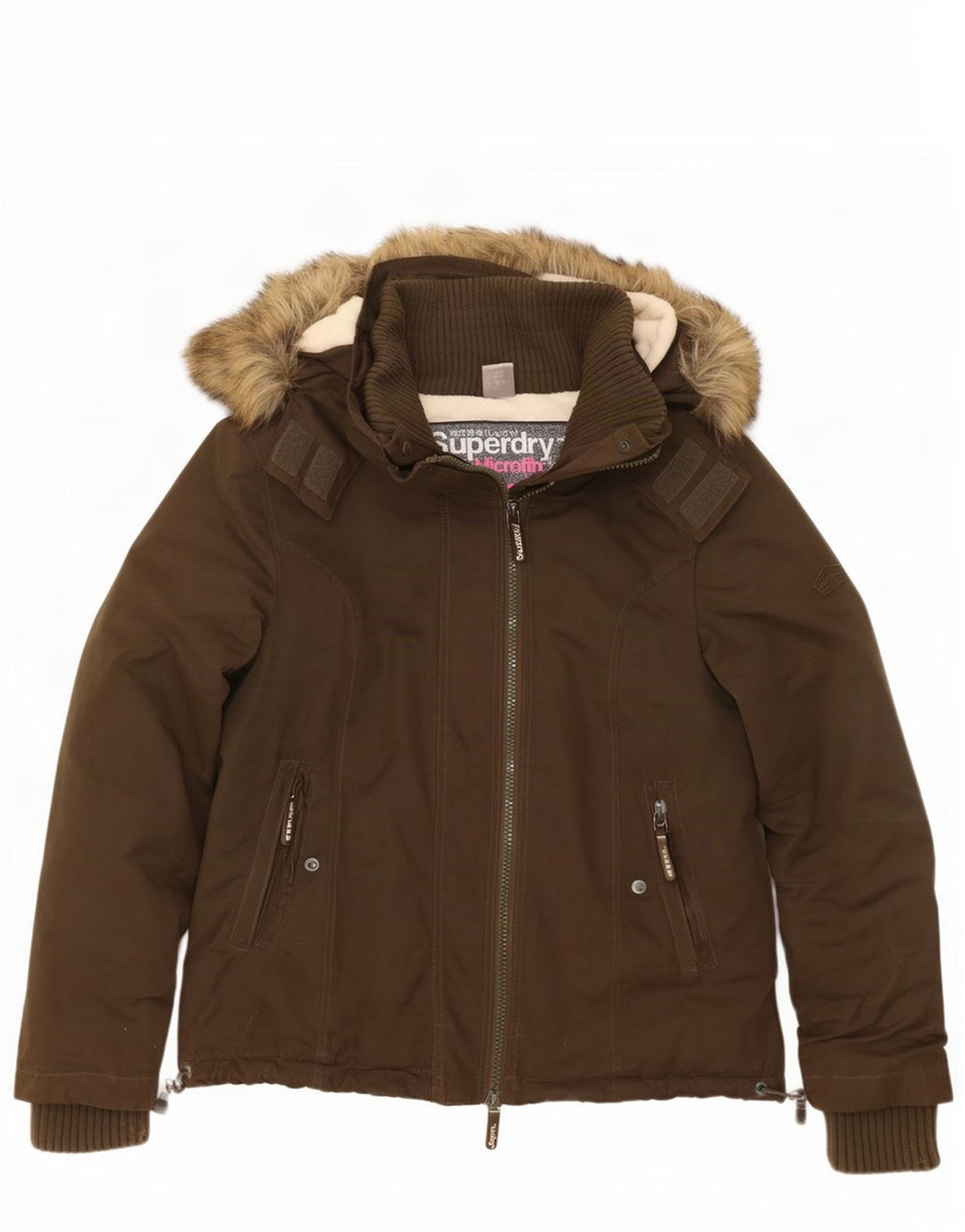 Jachetă de vânt cu glugă Superdry pentru femei UK 18 XL Kaki Poliester