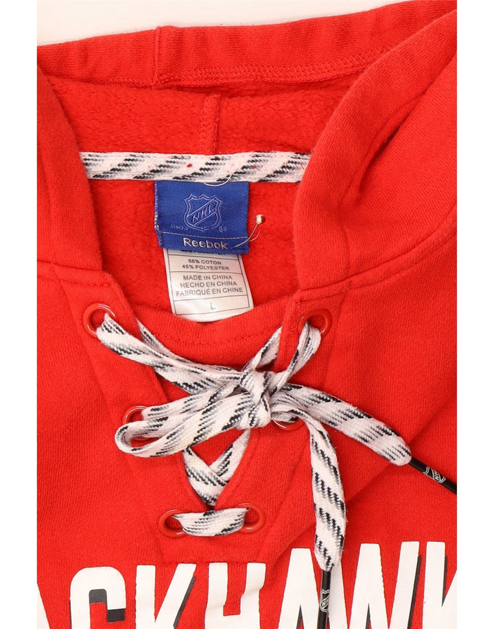 Pulover cu glugă REEBOK Chicago Blackhawks pentru femei UK 16, mare, roșu, color block