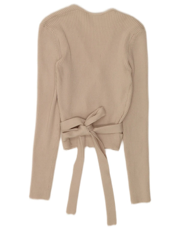 Top cardigan înfășurat pentru femei Zara UK 14 mare, bej, viscoză