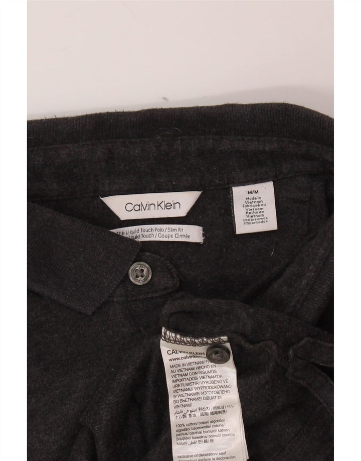 Cămașă polo CALVIN KLEIN pentru bărbați, bumbac gri mediu