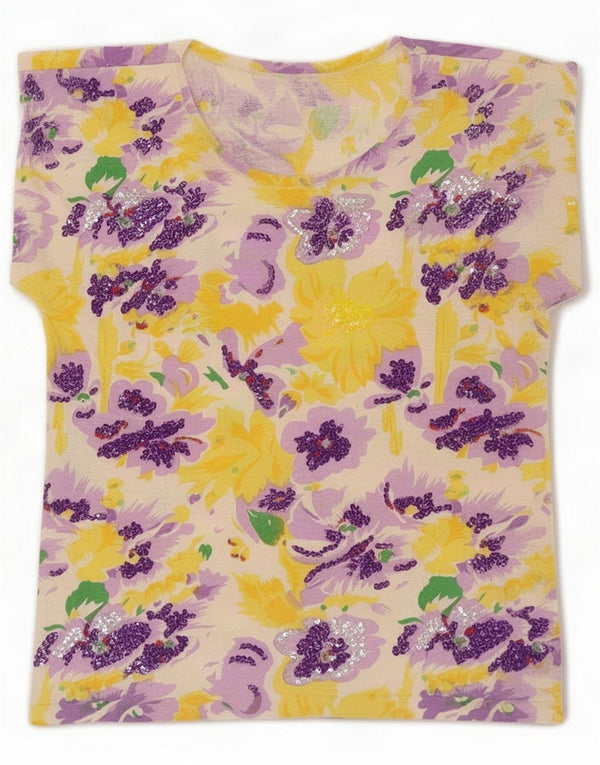 Vintage Womens Graphic T-shirt Top UK 16 Large Multicolor Floral