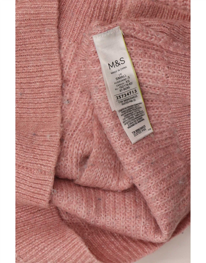 Pulover cardigan supradimensionat pentru femei Marks & Spencer UK 10 mic roz acrilic
