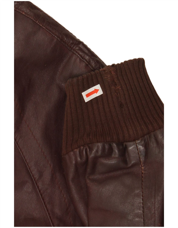 Jachetă de piele pentru bărbați VINTAGE UK 38 Burgundy mediu