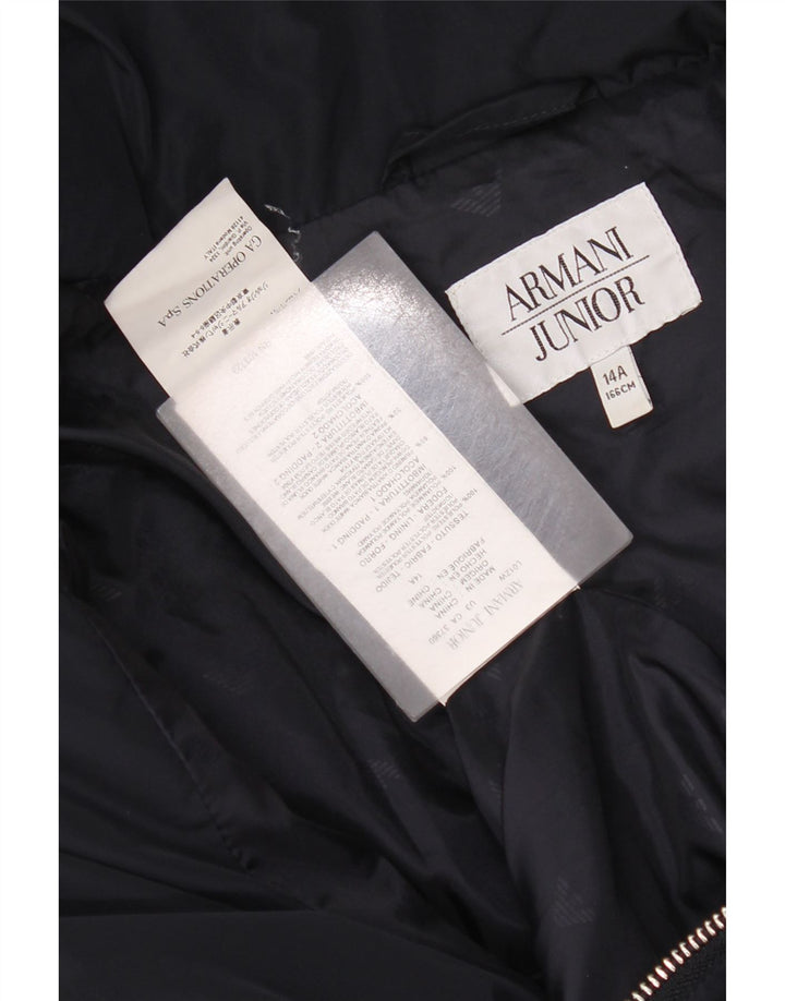 Palton căptușit cu glugă pentru fete Armani Junior 13-14 ani poliester bleumarin