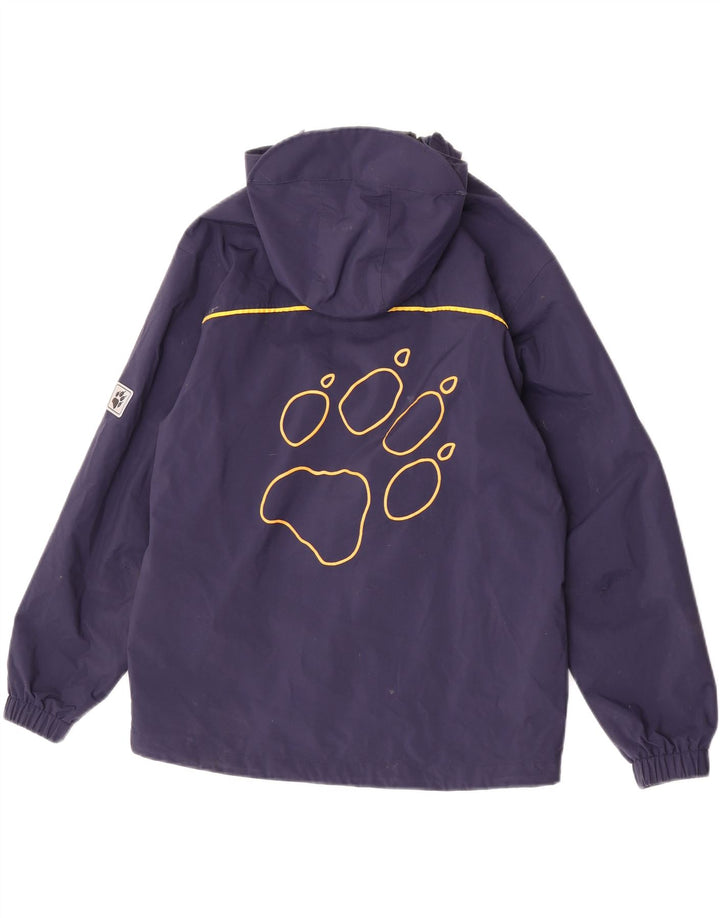Jack Wolfskin Jachetă de ploaie cu glugă grafică pentru băieți, 12-13 ani, bleumarin