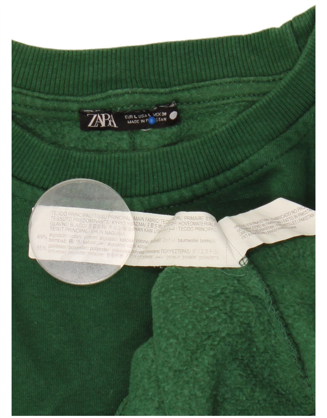 Pulover pentru femei Zara UK 16, mare, verde, bumbac