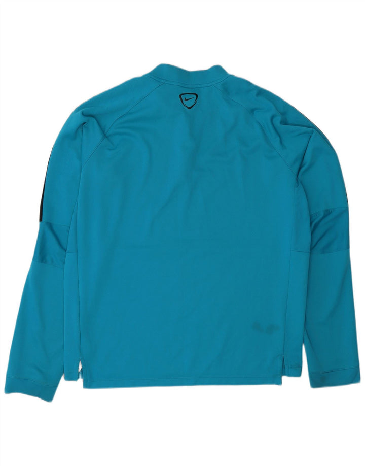 Top de trening pentru bărbați Dri Fit, cu fermoar și gât, pulover, XL, albastru, bloc de culoare