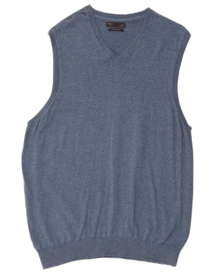 Marks & Spencer Mens Vest Tank Top XL Blue Bumbac