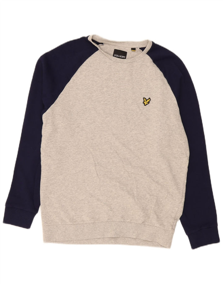 Hanorac pentru bărbați Lyle & Scott Pulover din bumbac color bloc, gri mediu
