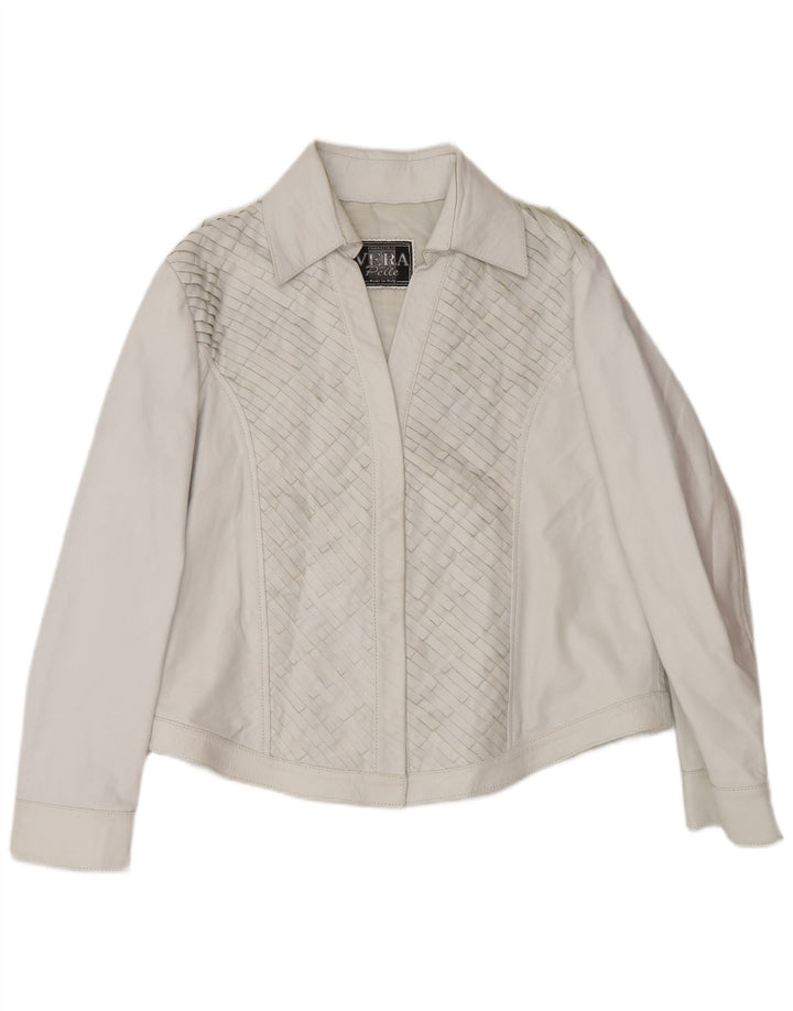 Jachetă Bomber din piele vintage pentru femei UK 16, mare, gri din piele