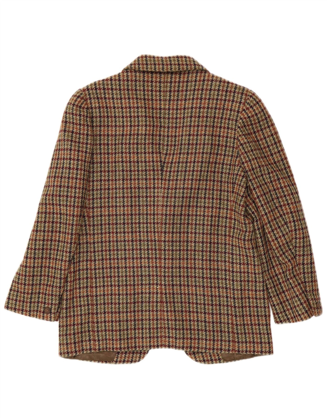Jachetă vintage pentru femei cu 1 nasture IT 42 Lână maro medie Houndstooth