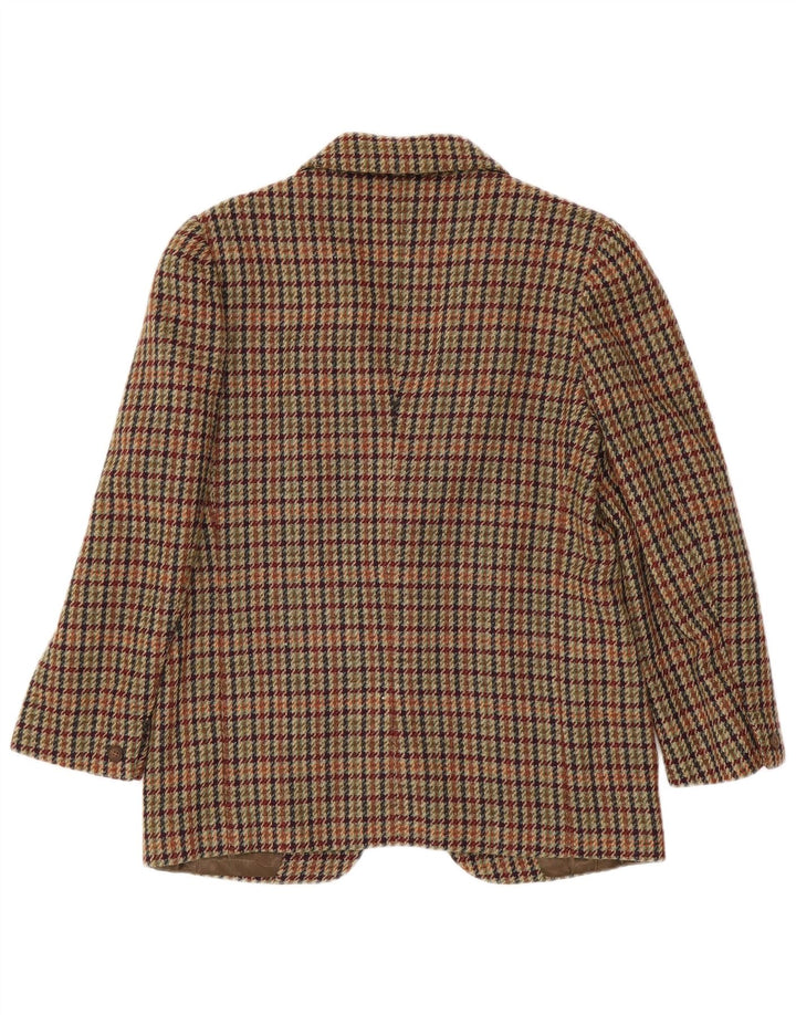 Jachetă vintage pentru femei cu 1 nasture IT 42 Lână maro medie Houndstooth