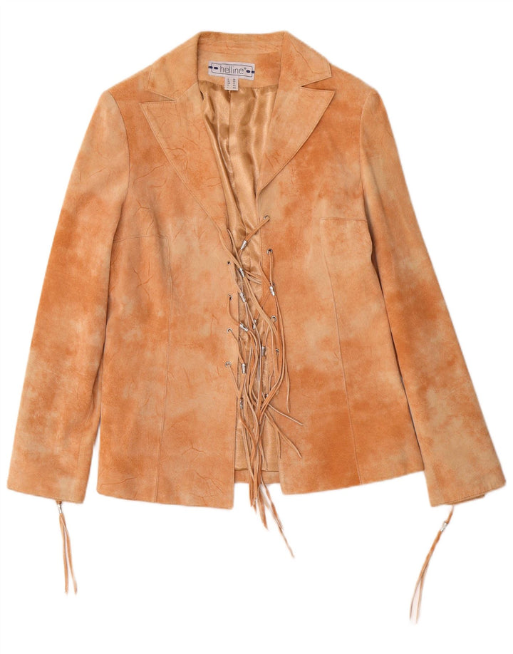 HELLINE Jachetă de piele intoarsa pentru femei UK 12 Medium Beige Tie Dye Piele