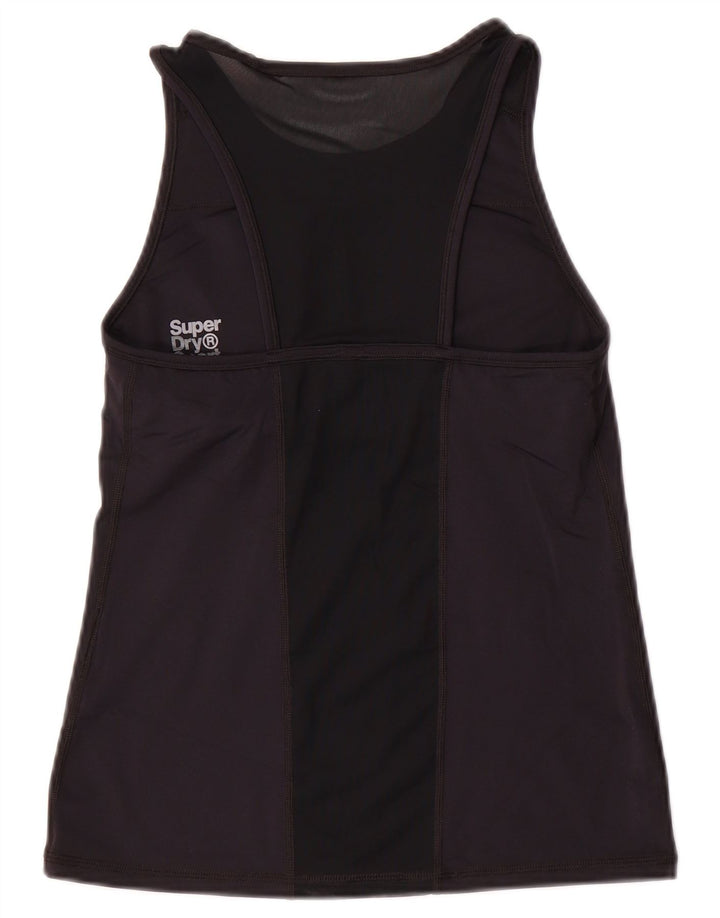 Top cu vestă grafică Superdry pentru femei UK 10 Small Black Nylon