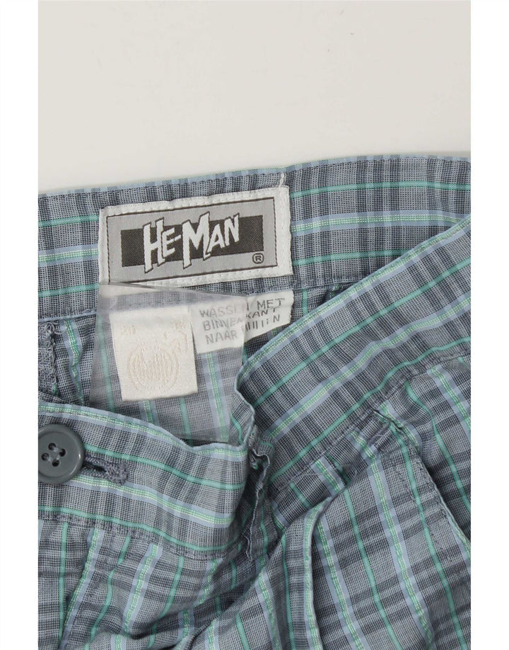 Pantaloni chino vintage pentru bărbați L29 L31 poliester cu carouri albastre