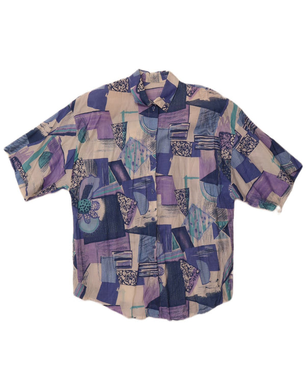 Cămașă vintage cu mânecă scurtă pentru femei UK 18 XL, multicoloră, mozaic