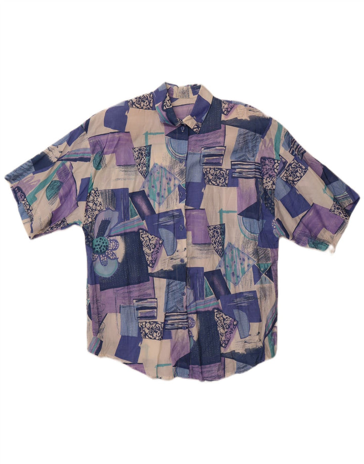 Cămașă vintage cu mânecă scurtă pentru femei UK 18 XL, multicoloră, mozaic