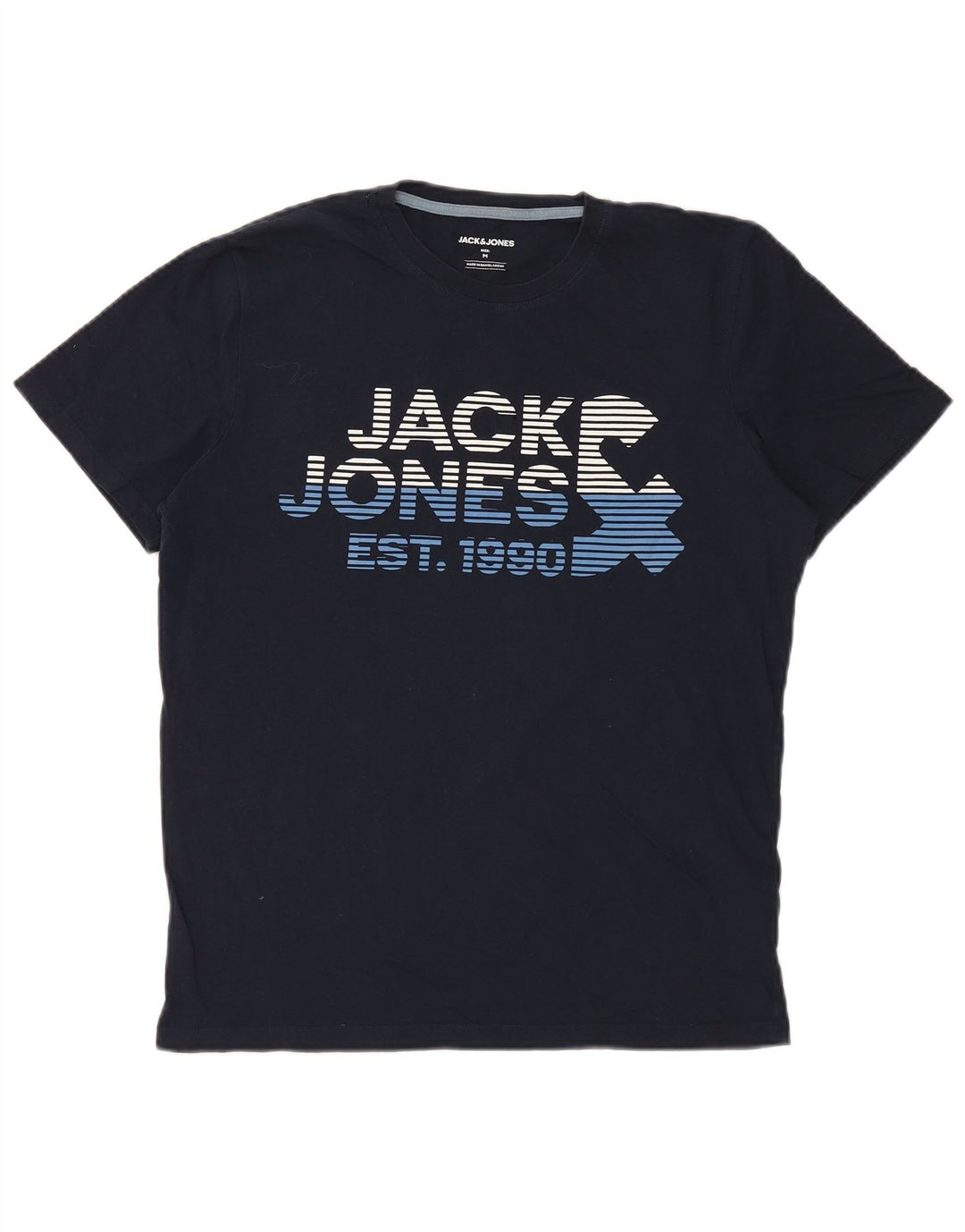 Tricou cu grafic Jack & Jones pentru bărbați Top mediu din bumbac bleumarin
