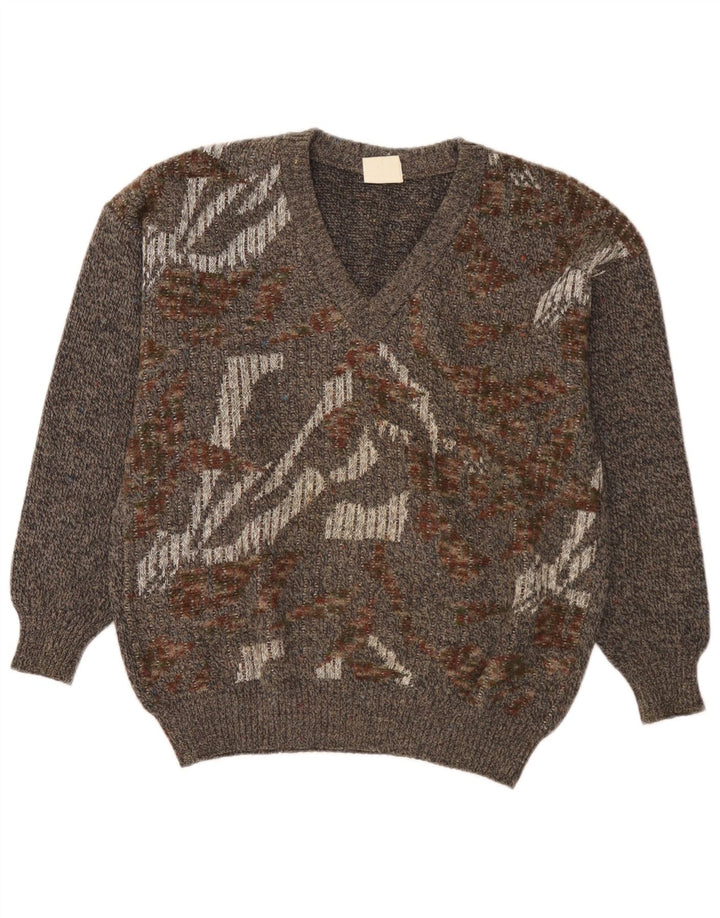 Strickmoden Pulover cu decolteu în V pentru bărbați IT 50 Medium Gri Geometric