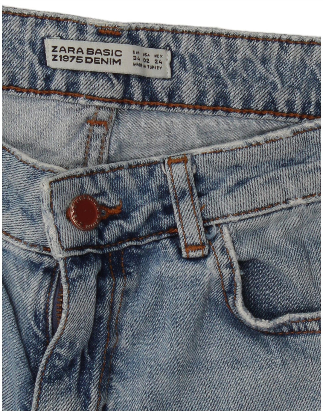 Blugi conici dama ZARA EU 34 2XS L24 L26 Albastru Floral