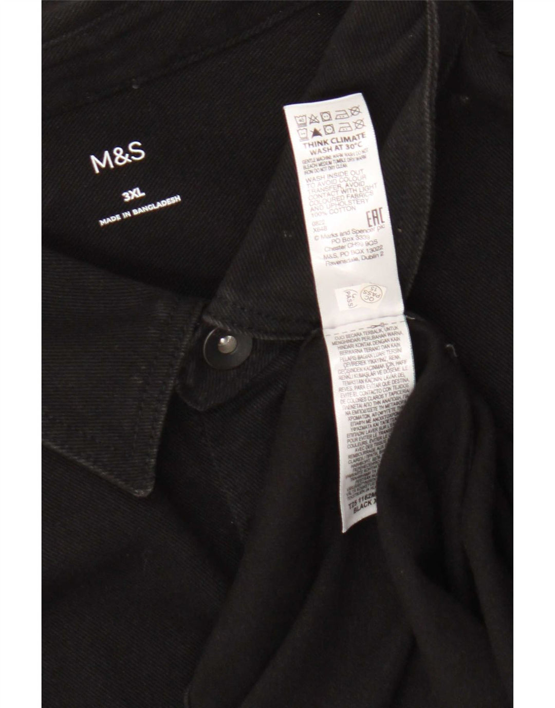 Cămașă din blugi pentru bărbați Marks & Spencer, bumbac negru 3XL