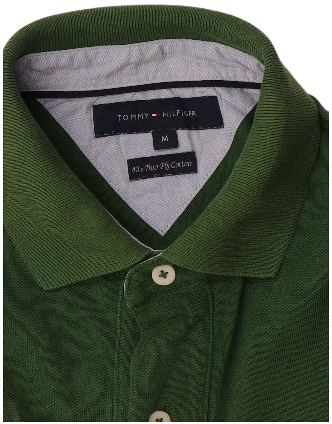Tricou polo Tommy Hilfiger pentru bărbați, bumbac verde mediu