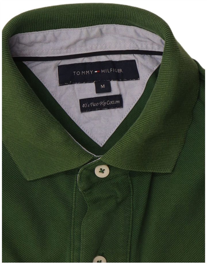 Tricou polo Tommy Hilfiger pentru bărbați, bumbac verde mediu