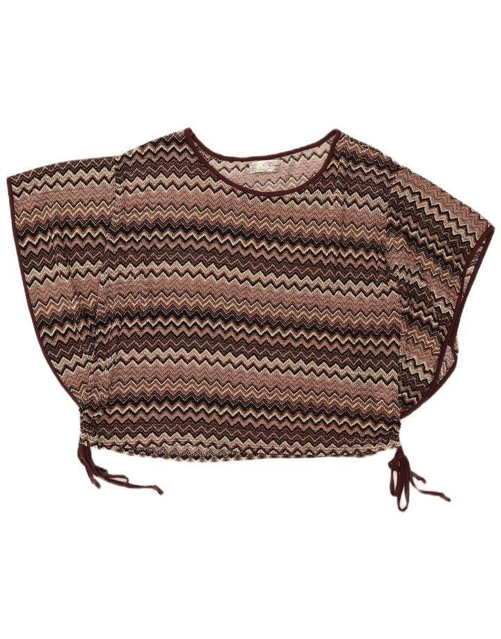 Bluză supradimensionată pentru femei Mizumi Batwing Top UK 10 Small Brown Chevron
