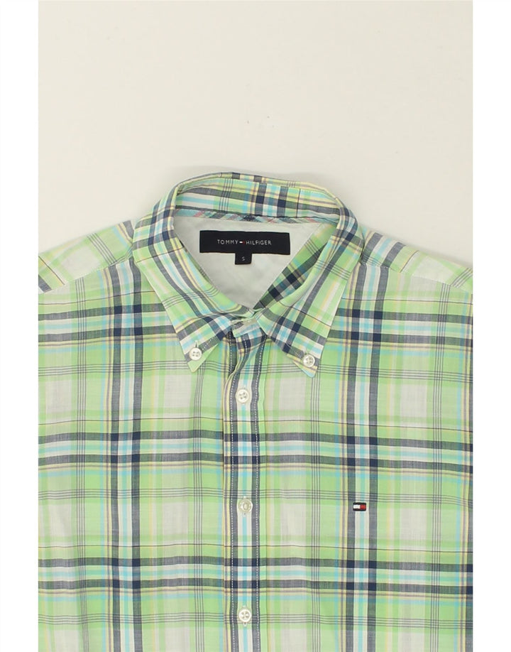 TOMMY HILFIGER Mens Shirt Small Green Check Cotton Vintage Tommy Hilfiger and Second-Hand Tommy Hilfiger from Messina Hembry 