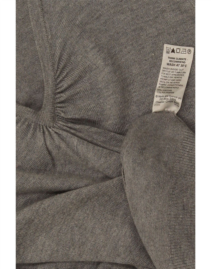 Pulover pentru femei Marks & Spencer, cu mânecă 3/4, cu decolteu în V, UK 14, Gri mediu