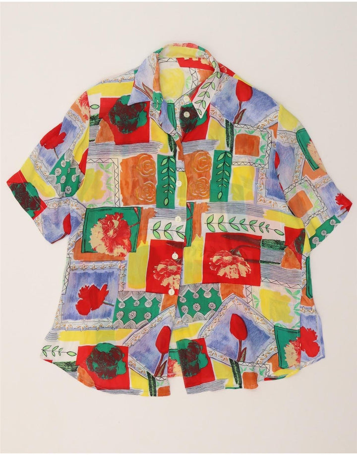 Bluză vintage pentru femei, cămașă cu paragate, EU 40, viscoză medie, multicoloră