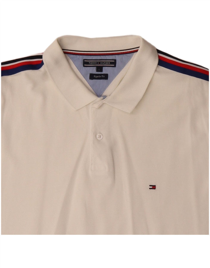 Cămașă polo TOMMY HILFIGER pentru bărbați, cu croială normală, mare, alb, color block