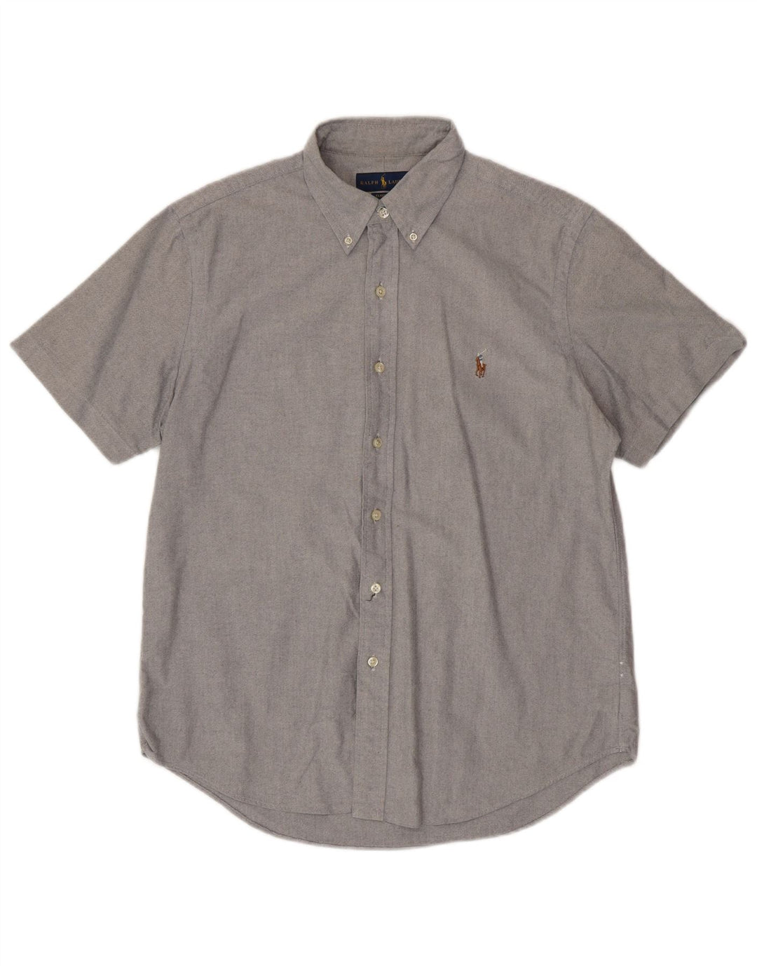 Cămașă RALPH LAUREN pentru bărbați, cu mânecă scurtă, în formă clasică, din bumbac gri mediu